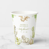 Gobelets En Papier Douce Aquarelle Dinosaure Baby shower tasse de pap (Recto)