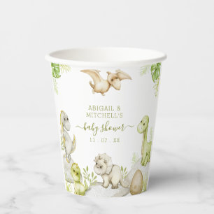 Gobelets En Papier Douce Aquarelle Dinosaure Baby shower tasse de pap