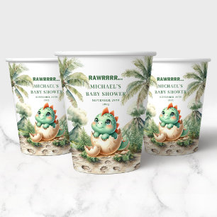 Gobelets En Papier Douce Baby Shower Œuf de Dino Papier Tasse Bientôt