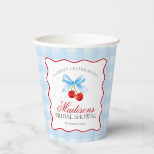 Gobelets En Papier Douce Cerise Bleue Coquette Gingham Shower de Mari