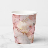 Gobelets En Papier Douce Douceur Rose Doré Feuille Mariage (Droite)