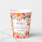 Gobelets En Papier Douce douche de mariée chic à l'aquarelle florale  (Recto)