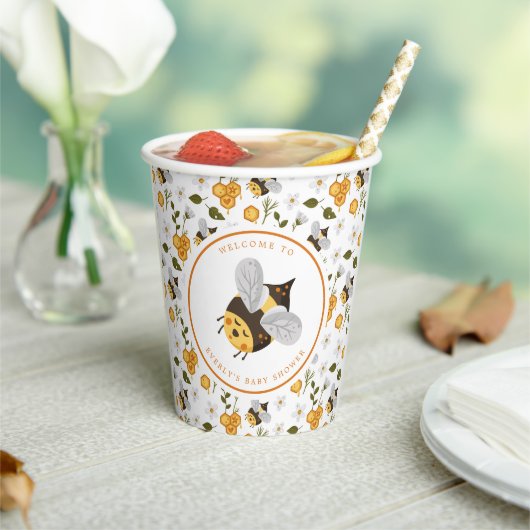 Gobelets En Papier Douce Fête de Bébé Abeille Bourdon (Insitu)