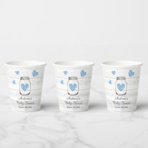 Gobelets En Papier Douce fête de douche de bébé garçon en bois rustiq