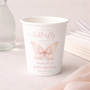 Gobelets En Papier Douce Fille Papillon Rose Baby Shower Pastel