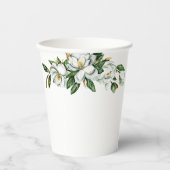 Gobelets En Papier Douce Mariage Fleurie de Magnolias au Lavis (Recto)