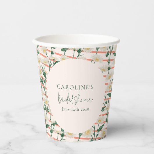 Gobelets En Papier Douce Mariage Fleurs Rétro Vert Personnalisé (Recto)