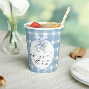 Gobelets En Papier Douce Myrtille à Carreaux Baby Shower