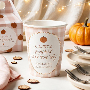 Gobelets En Papier Douce petite citrouille en route Baby Shower
