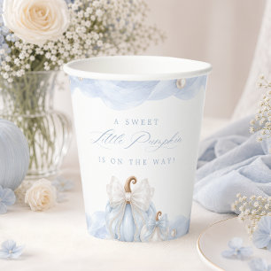 Gobelets En Papier Douce petite citrouille noeud bleu Baby Shower