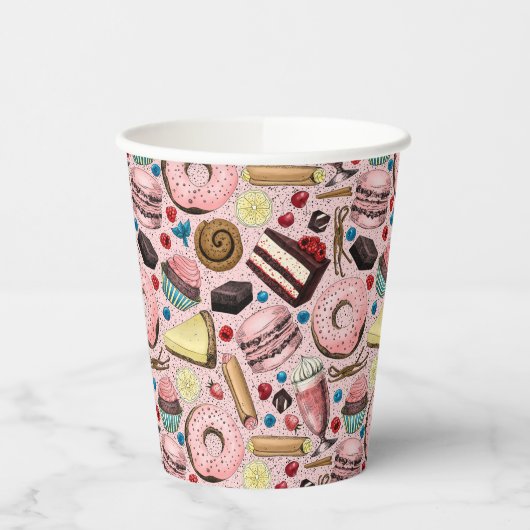 Gobelets En Papier Douceurs sur rose (Gauche)