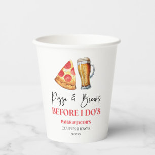 Gobelets En Papier Douche de couple Pizza et Bières avant de se dire 