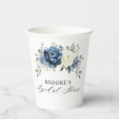 Gobelets En Papier Douche de Mariée Champagne Navy Bleu Poussiéreux  (Recto)