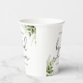 Gobelets En Papier Douche de Mariée Écriture Élégante et Verdure Rust (Droite)