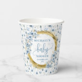 Gobelets En Papier Douche dorée à l'aquarelle bleu poussiéreuse (Verso)