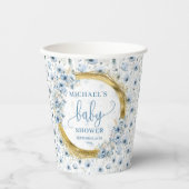 Gobelets En Papier Douche dorée à l'aquarelle bleu poussiéreuse (Recto)