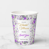 Gobelets En Papier douche fleur sauvage moderne rose-violet (Recto)