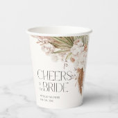 Gobelets En Papier Douche florale et à plumes bohème (Verso)