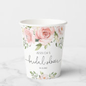 Gobelets En Papier Douche nuptiale à fleurs roses (Verso)