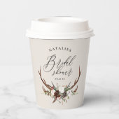 Gobelets En Papier Douche nuptiale fleurie rustique en cerf (Verso)