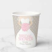 Gobelets En Papier Douche nuptiale mariage robe rose (Verso)