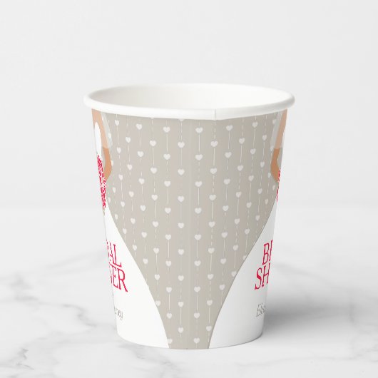 Gobelets En Papier Douche nuptiale mariage robe roses rouges (Droite)