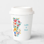 Gobelets En Papier Douche personnalisée Floral Couples Mexicains (Recto)