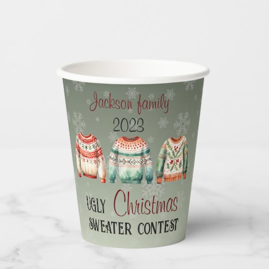 Gobelets En Papier Douille de Noël moche tasses personnalisées en pap (Recto)