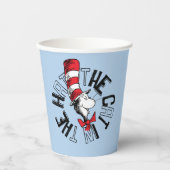 Gobelets En Papier Dr Seuss | Chat dans l'art rond Casquette (Recto)