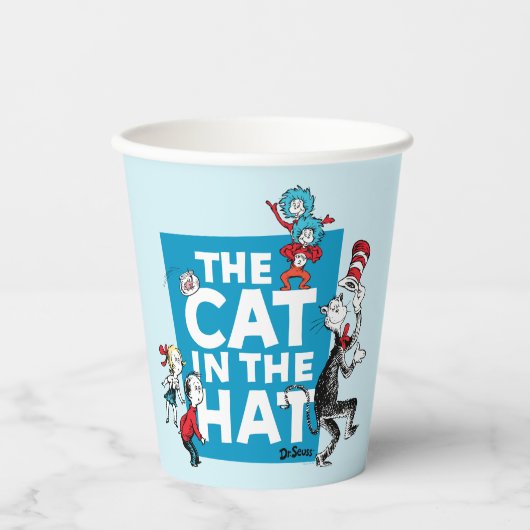 Gobelets En Papier Dr Seuss | Chat dans le logo du Casquette - Caract (Recto)