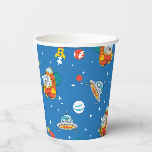 Gobelets En Papier Dr Seuss | Chat dans le Motif spatial Casquette (Verso)