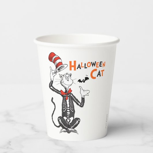Gobelets En Papier Dr Seuss | Chat d'Halloween en Casquette (Verso)