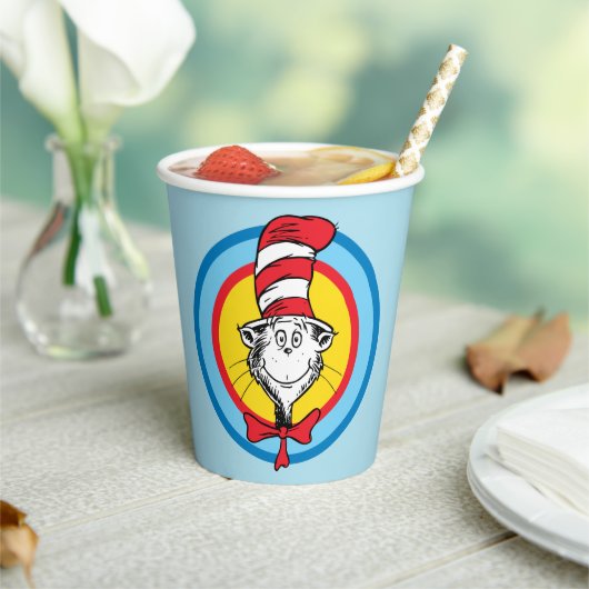Gobelets En Papier Dr. Seuss | Graphisme de tête de Chat dans le Chap (Insitu)