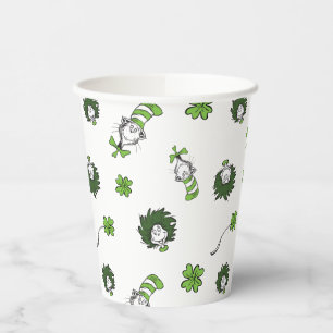 Gobelets En Papier Dr. Seuss Motif Trèfle Chat Chapeauté