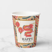 Gobelets En Papier Dragon 2024 Gold Chinois Jour de l'An (Recto)