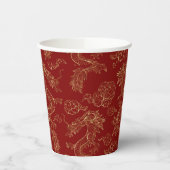 Gobelets En Papier Dragon chinois en or sur rouge (Gauche)