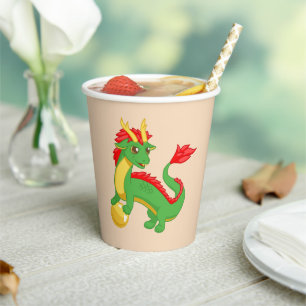 Gobelets En Papier Dragon chinois vert