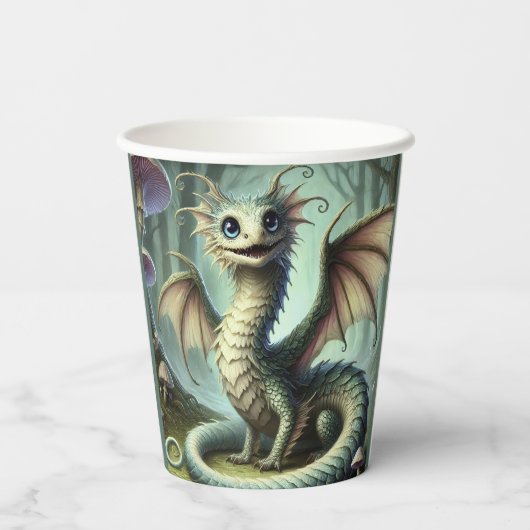 Gobelets En Papier Dragon Jabberwocky Cute Imaginaire Créature Art (Verso)