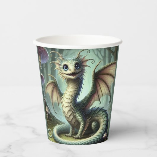 Gobelets En Papier Dragon Jabberwocky Cute Imaginaire Créature Art (Recto)