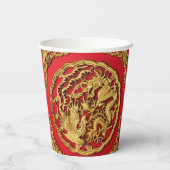Gobelets En Papier Dragon Phénix Rouge Or Mariage Chinois (Verso)