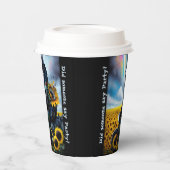 Gobelets En Papier Dragon Riding A Motobike Through Sunflowers (Gauche)