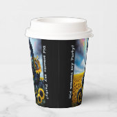 Gobelets En Papier Dragon Riding A Motobike Through Sunflowers (Droite)