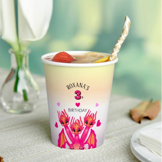Gobelets En Papier Dragon rose