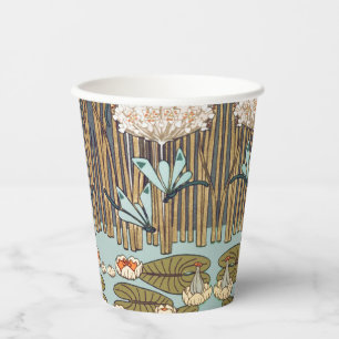 Gobelets En Papier Dragonflies Nymphéas Art Nouveau du marais