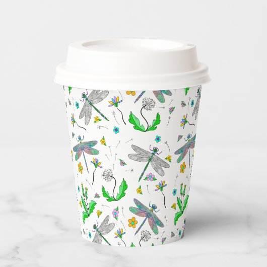 Gobelets En Papier Dragonlies et Dandelions (Recto)