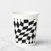 Gobelets En Papier Drapeau À damiers noir et blanc (Recto)