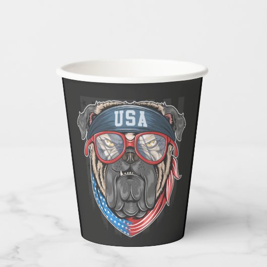 Gobelets En Papier Drapeau américain avec Carlin (Recto)