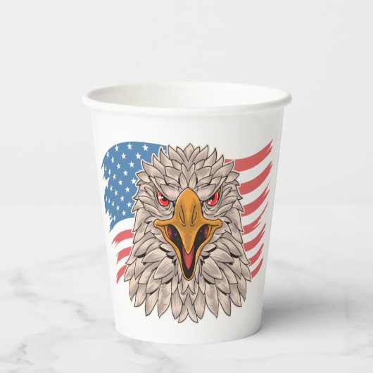 Gobelets En Papier Drapeau américain avec un aigle (Verso)