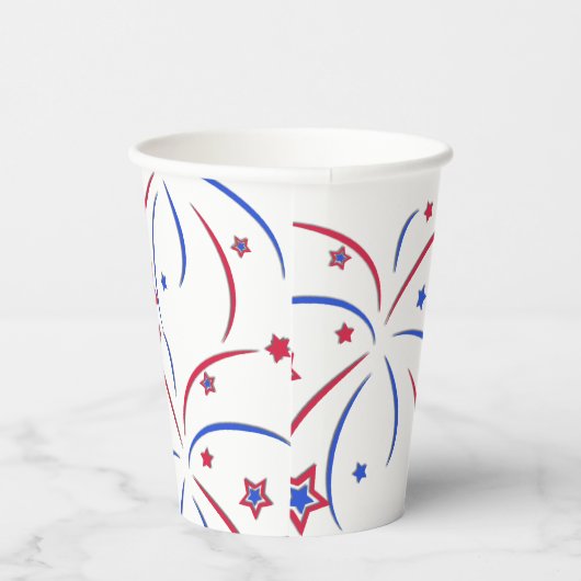 Gobelets En Papier Drapeau américain et feux d'artifice (Droite)