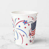 Gobelets En Papier Drapeau américain et feux d'artifice (Recto)